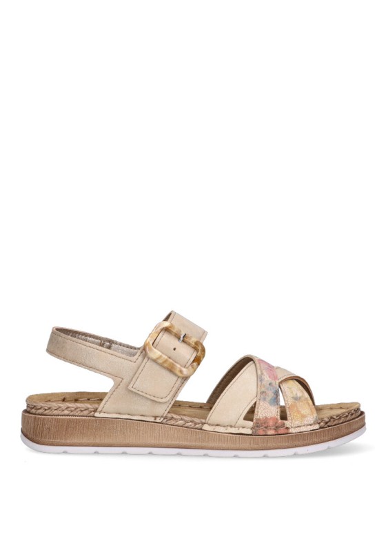 luna collection gs53 beige sandalia plana suela plana
