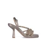 sandalia tacon tiras pedreria bronze
