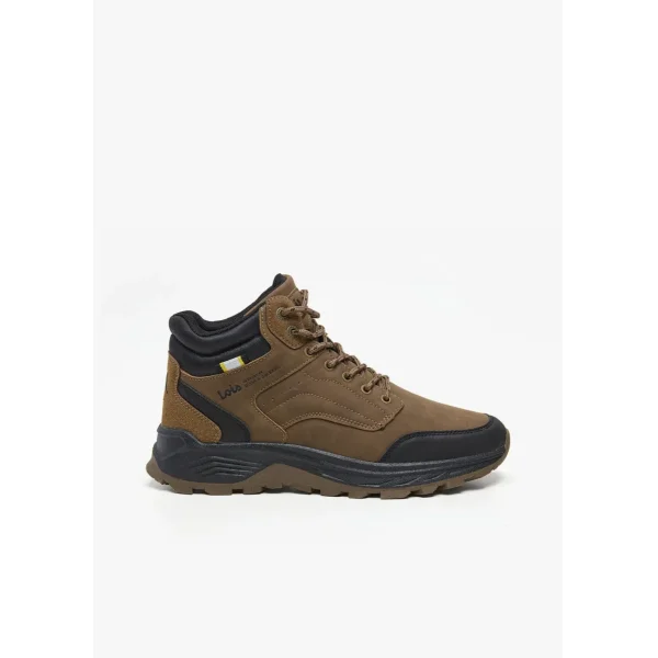 botin casual detalle talonera cordones marron